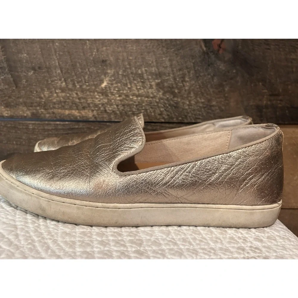 Birdies The Swift Metallic Gold Leather Slip On Sneakers‎ Tennis Shoes Womens 9